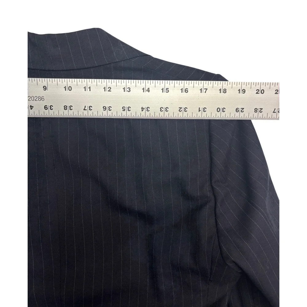 vtg 70s Navy Blue Pinstripe 40R 36x32 3pc Pant Suit Vest Wool USA Flare Leg